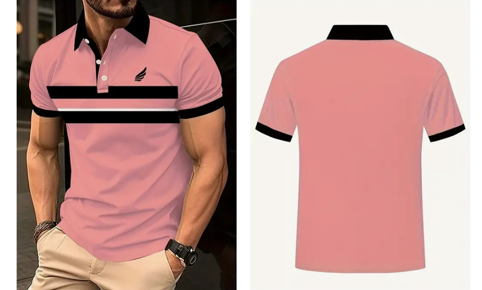 Camiseta polo de bloques de color vibrantes para hombre
